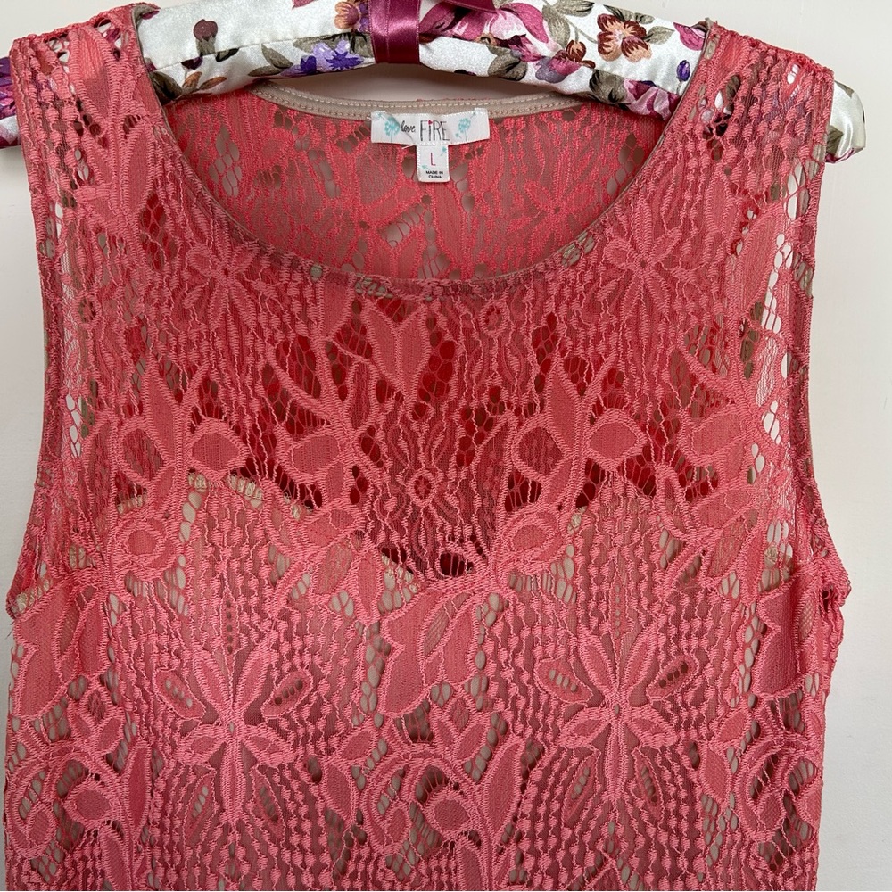 Love fire crochet lace peach womens dress - Picture 2 of 6